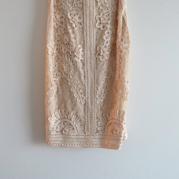 VINTAGE SUE WONG NOCTURNE Cream Soutache Lace Floral Shift Dress Y2K - Size US 8 - Picture 9 of 16
